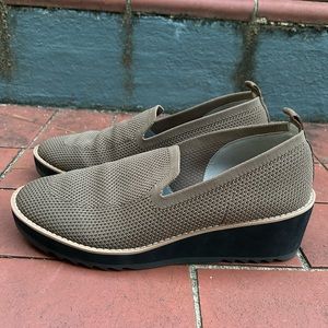 Eileen Fisher Lindy Heeled Loafer Wedges Size 9.5